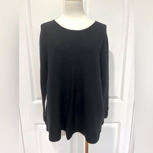 Alfani womens black ribbed sweater top large snap detail at sleeves